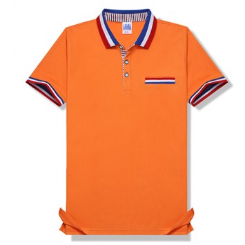 HBT801#儿童款棉珠地韩版3色翻领胸前袋