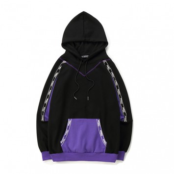 CPE04#纯棉拼色带帽套头卫衣