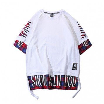 CPS9111#纯棉时尚拼色圆领T恤