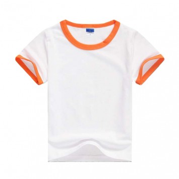 THY303#童款莱卡棉撞边短袖T恤