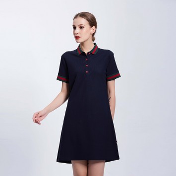 HLXH8001#纯棉翻领POLO衫连衣裙