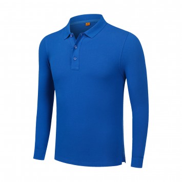 PSD7989#不易缩水长袖翻领polo