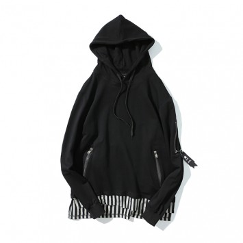 WCP3905#纯棉条纹连帽套头卫衣