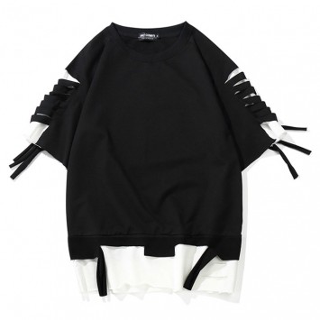 CPT059#假二件纯棉圆领短袖T恤