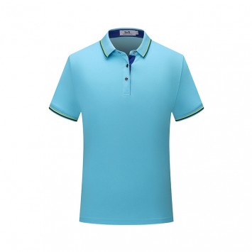 PSD7928#女款菠花条纹领短袖