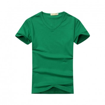 TSH913#纯色莱卡棉V领