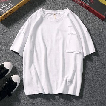CPM031#潮流带口袋纯棉圆领T恤