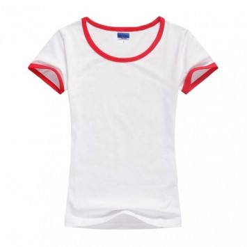 THY302#女款莱卡棉撞边短袖