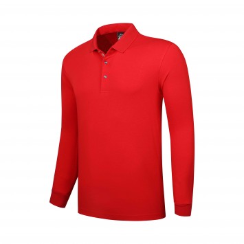 HXX3301#280g双面欧美丝光棉平纹翻领长袖