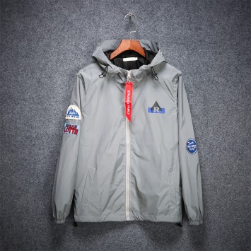 FCP862#抽绳连帽拉链反光风衣