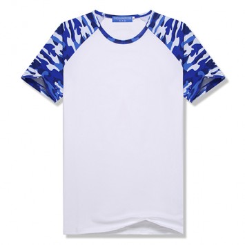 HBT2206#莫代尔短袖迷彩插肩圆领