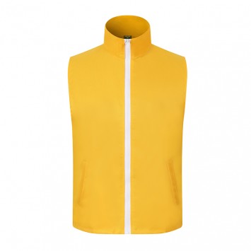 WHVM003#单层白拉链翻领马甲