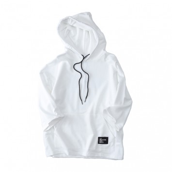 CPT3006#纯棉带帽落肩中袖卫衣