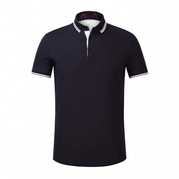 HLXH7016#纯棉面料间色翻领短袖