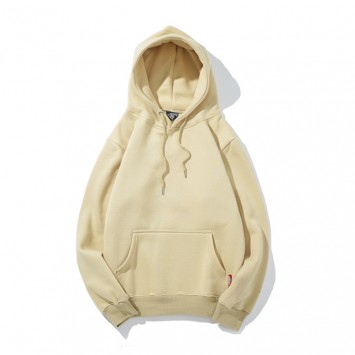 CPU895#纯色抽绳带帽套头加绒卫衣