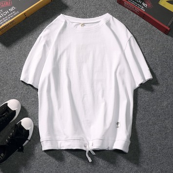 CPM019#带松紧绳纯棉圆领T恤