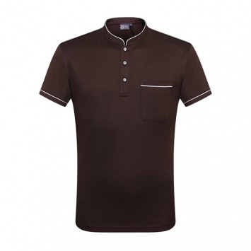 PHL0012#亚麻珠花立领短袖衫