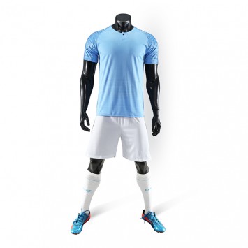 SXLT1507#曼城光板足球服主场蓝白色套装