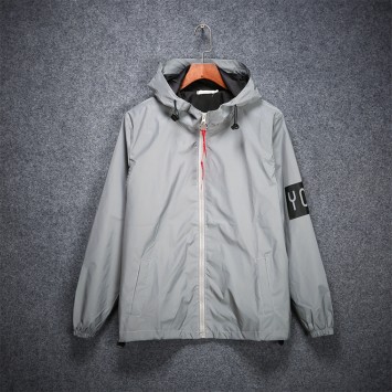 FCP856#抽绳带帽套头反光风衣