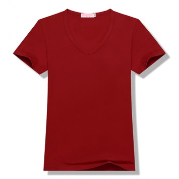 HBT2210#女款莫代尔短袖纯色V领