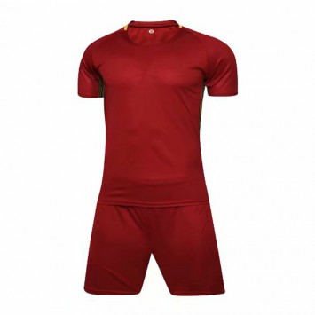 SXBJT828#光板足球服罗马主场枣红色套装
