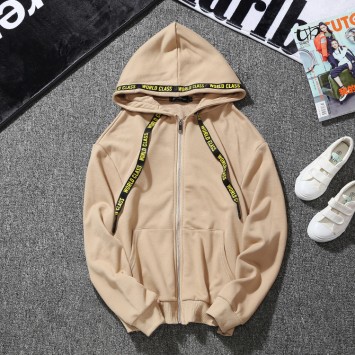 WYC1801#纯棉潮牌落肩宽松拉链卫衣