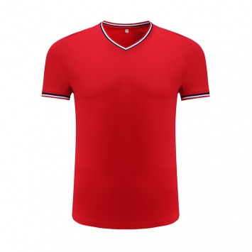 THL8003#RC珠花V领短袖T恤衫
