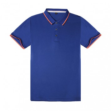 LZY958#运动布料撞边翻领短袖