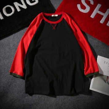 CPW8826#落肩款七分袖圆领插肩T恤衫