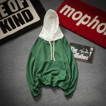 CPHL893#抽绳带帽撞色套头卫衣