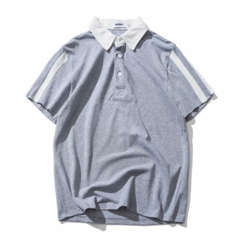CPH7243#潮流带条杠纯棉翻领Polo衫