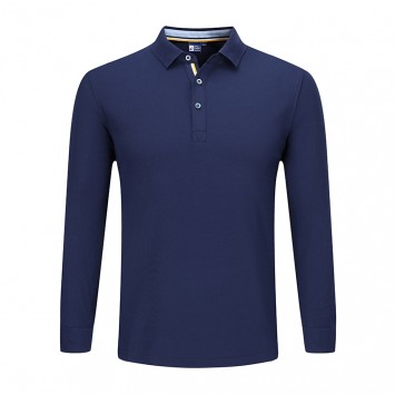 MLD1922#铜氨珠地翻领长袖Polo衫